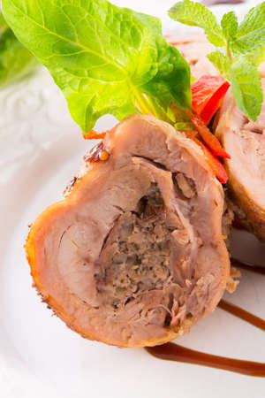 Turkey s beef olive with ham-sweet chestnut fillingの写真素材