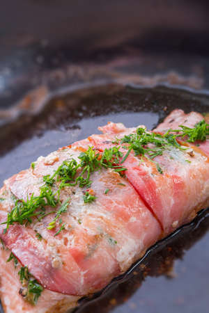 Salmon in the bacon coatの写真素材