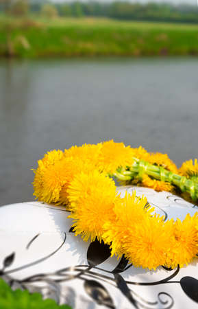 Bikes and lei flower wreath の写真素材