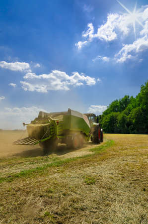Tractor with balerの写真素材