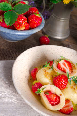  dumplings with strawberriesの写真素材