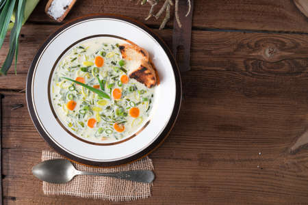 leek cheese soupの写真素材