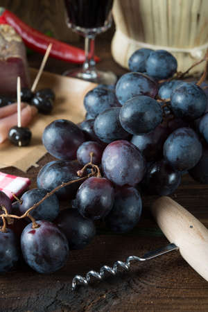 ham to olive bunches of grapesの写真素材