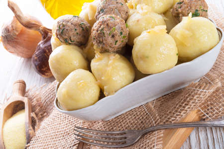 	dumplings with meatballの写真素材