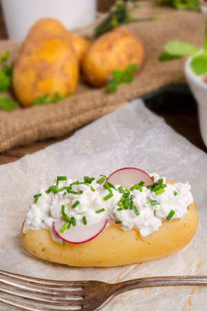 New potatoes with spring curdの写真素材