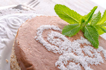 chocolate cakes with nut fillingの写真素材