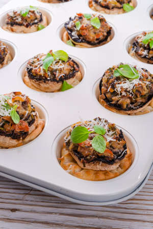 Champignons with puff pastryの写真素材