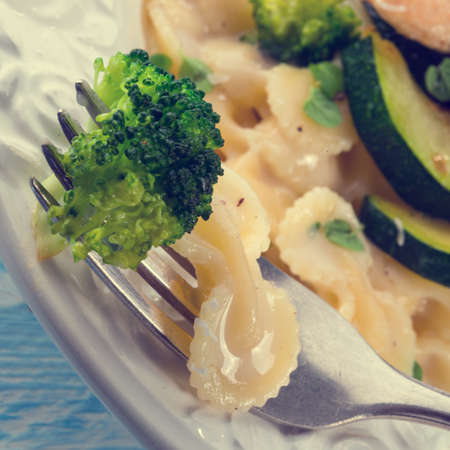 Farfalle pasta with zucchini and broccoliの写真素材
