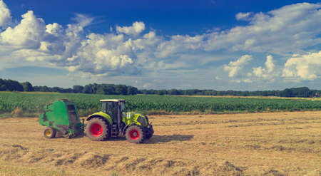 Tractors and harvesting - vintageの写真素材