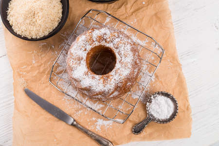 gluten-free cake with rice flour and kaymakの写真素材