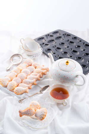 fresh baked madeleines cookiesの写真素材