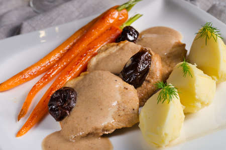 pork tenderloin in plum sauceの写真素材