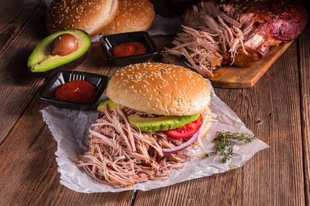 Hamburger pulled porkの写真素材