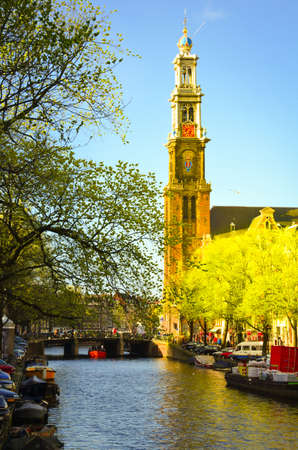 spring evening in amsterdamの写真素材