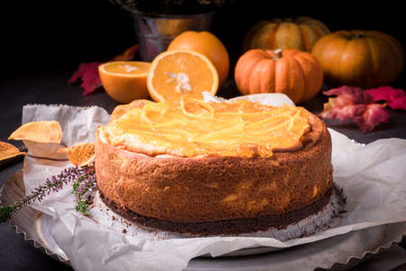 pumpkin cheese cakeの写真素材