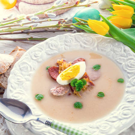 Polish Sour rye soupの写真素材