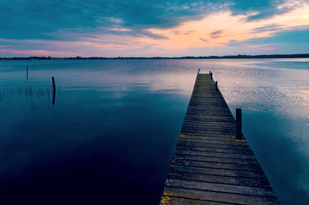 sunset at the lakeの写真素材