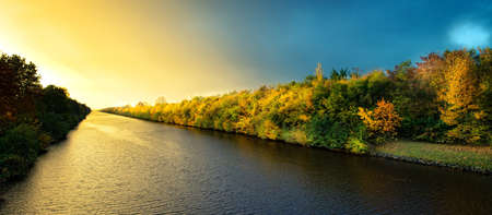 autumn on the Canalの写真素材