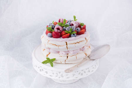 Pavlova with berry fruits