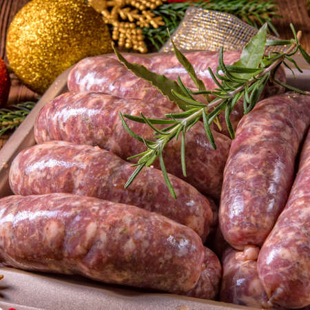 fresh homemade sausageの写真素材