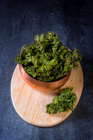 Vegan kale chips with sea saltの写真素材