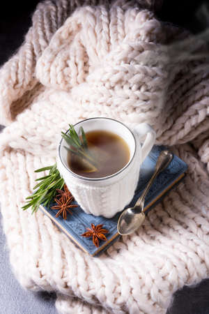 herbal tea with rosemaryの写真素材