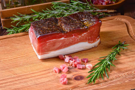 smoked South Tyrolean baconの写真素材