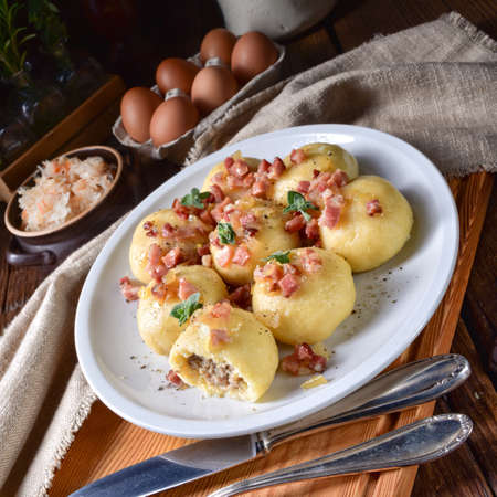 Pyzy are a type of polish dumplingの写真素材