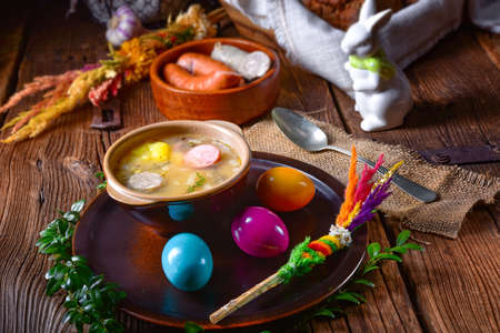 easter decoration with polish easter soupの写真素材
