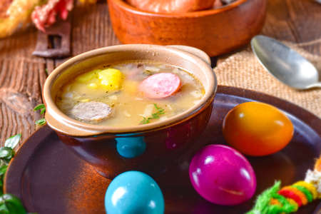 easter decoration with polish easter soupの写真素材