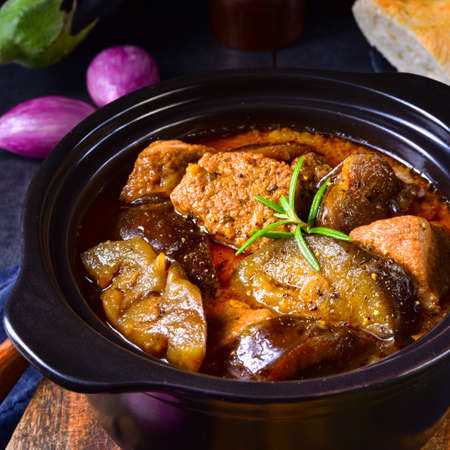 Eggplant Casserole - (Melitzanes Me Kreas Sti Katsarola)の写真素材