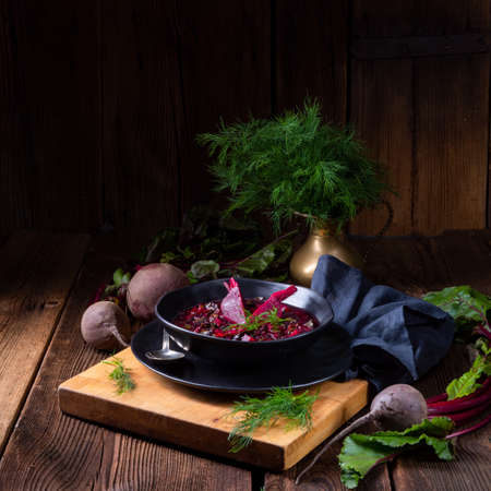 delicious red pray soup after Russian style