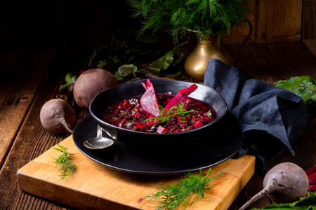 delicious red pray soup after Russian style