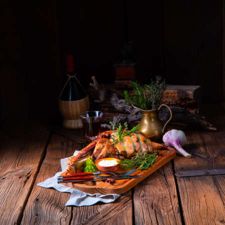 grilled lamb shoulder with rosemary braised in the ovenの写真素材