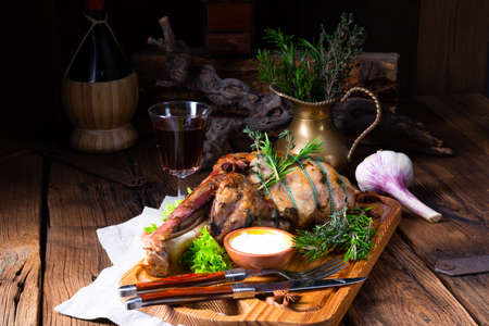 grilled lamb shoulder with rosemary braised in the ovenの写真素材