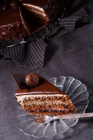 Chocolate cake - Airy biscuit and a cream of cream and chocolateの写真素材