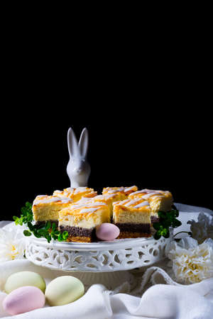 delicious easter poppy seed cake with white glazeの写真素材