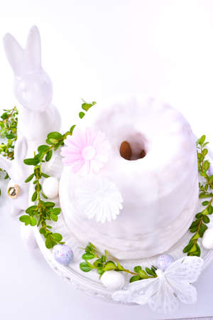 Easter cake with sugar and chocolate glazeの写真素材