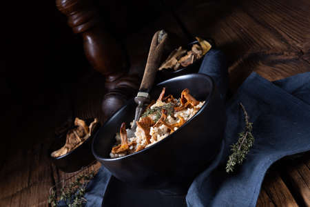 Kaszotto- polish risotto from barley groats with mushroomsの写真素材