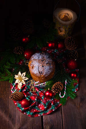 Panettone, an Italian Christmas Sweet Breadの写真素材