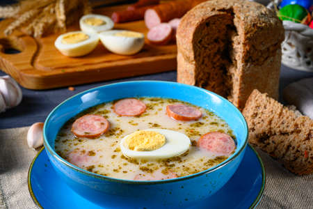 Easter in Polish: sour flour soup for Easter breakfast (Å»urek)の写真素材