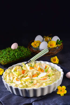 Spring egg salad chives and delicious mayonnaise.の写真素材