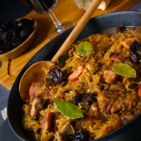 A real Polish 'Bigos,'after an old recipe with dried plums and wine.の写真素材