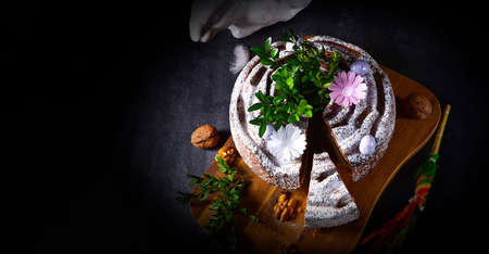 Polish Easter cake with nuts and chocolateの写真素材