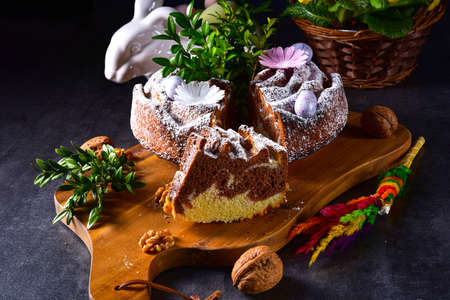 Polish Easter cake with nuts and chocolate