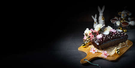 Delicious Easter homemade chocolate cakeの写真素材