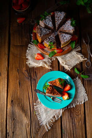 Delicious and creamy zebra cheesecakeの写真素材