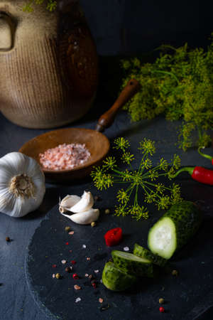 rustic fresh pickled cucumber (polish malosolne)の写真素材
