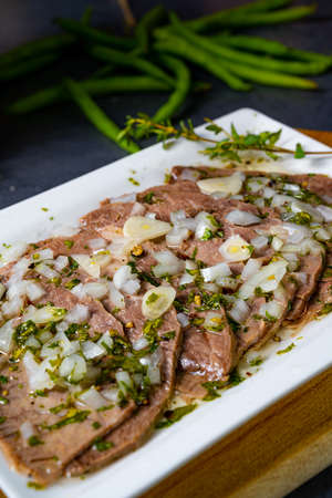 Delicious cold beef with vinaigrette