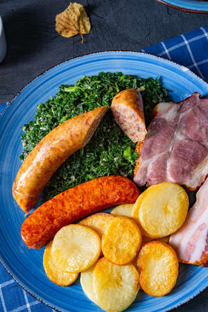 delicious oldenburger green cabbage with Pinkel sausageの写真素材